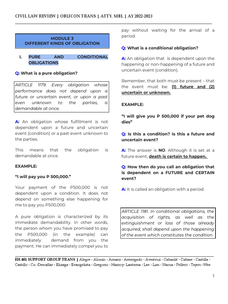 Eh 401 SG Mod 3 Complete Oblicon Rev Trans PDF Guarantee