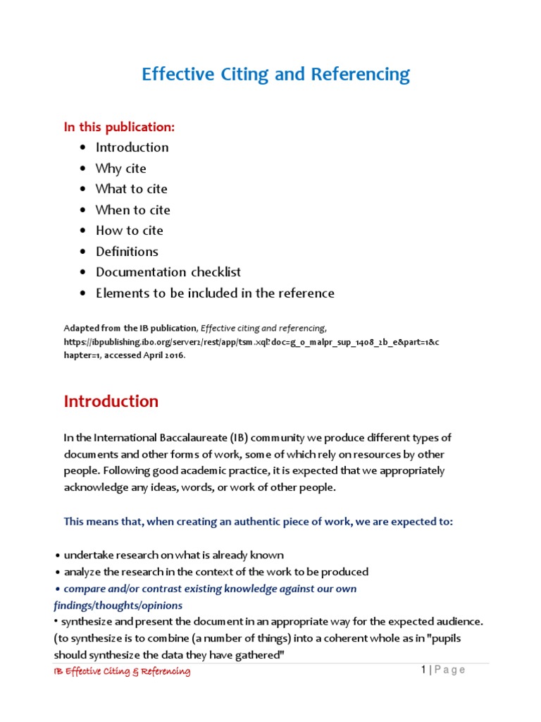 IB Guidelines for Citing Sources | PDF | Citation | Digital Object ...