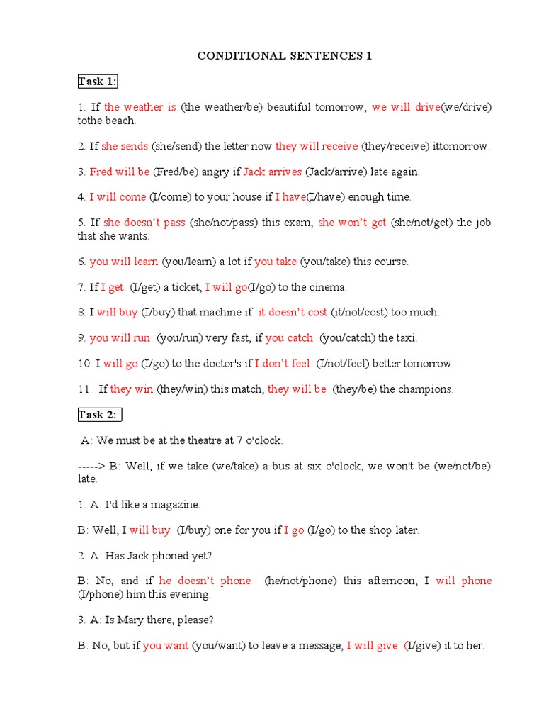 conditional sentences 1 2 3 exercises pdf