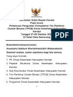 Sambutan Wakil Bupati Kendal Pada Acara Pertemuan Penguatan Kompetensi Tim Pembina Kendal Tanggal 27-29 Oktober 2022 Di Hotel Gets Semarang