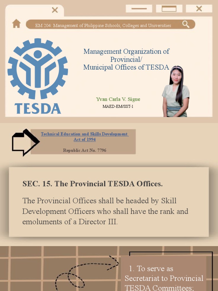 Management Organization of Provincial/ Municipal Offices of TESDA | PDF ...