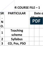 Index For Course File - 1 SR - N O. Particular Date of Monitoring Teaching Scheme 2 Syllabus 3 CO, Pos, PSO