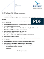 Comunicado #12 - Cronograma de Abril