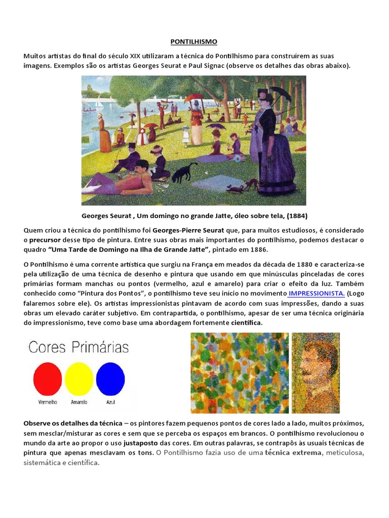 Técnica do Pontilhismo na Arte | PDF | História | Estilo de vida