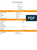 Fiche Demandeur Emploi: Informations Personnelles