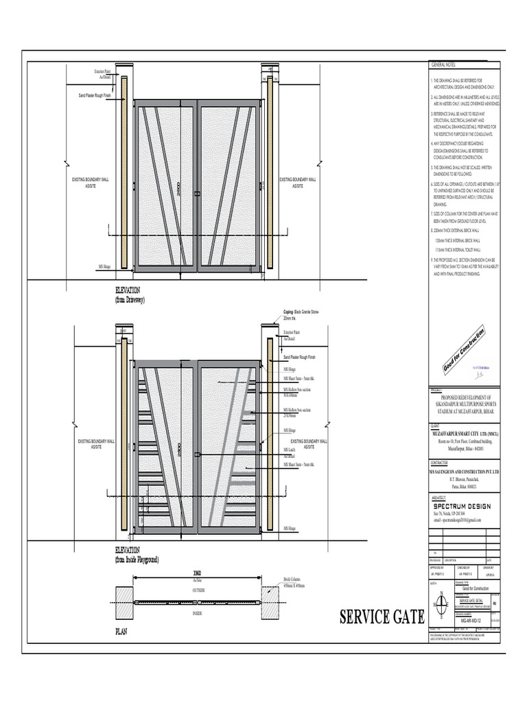 SERVICE GATE Detail - 23-03-2023 | PDF | Wall | Architectural Elements