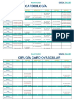 Horarios médicos cardiología y cirugía marzo