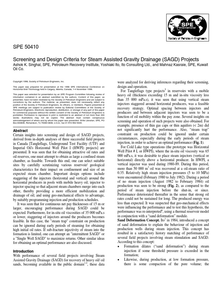 Criterios SAGD Expediences | PDF | Petroleum Reservoir | Petroleum