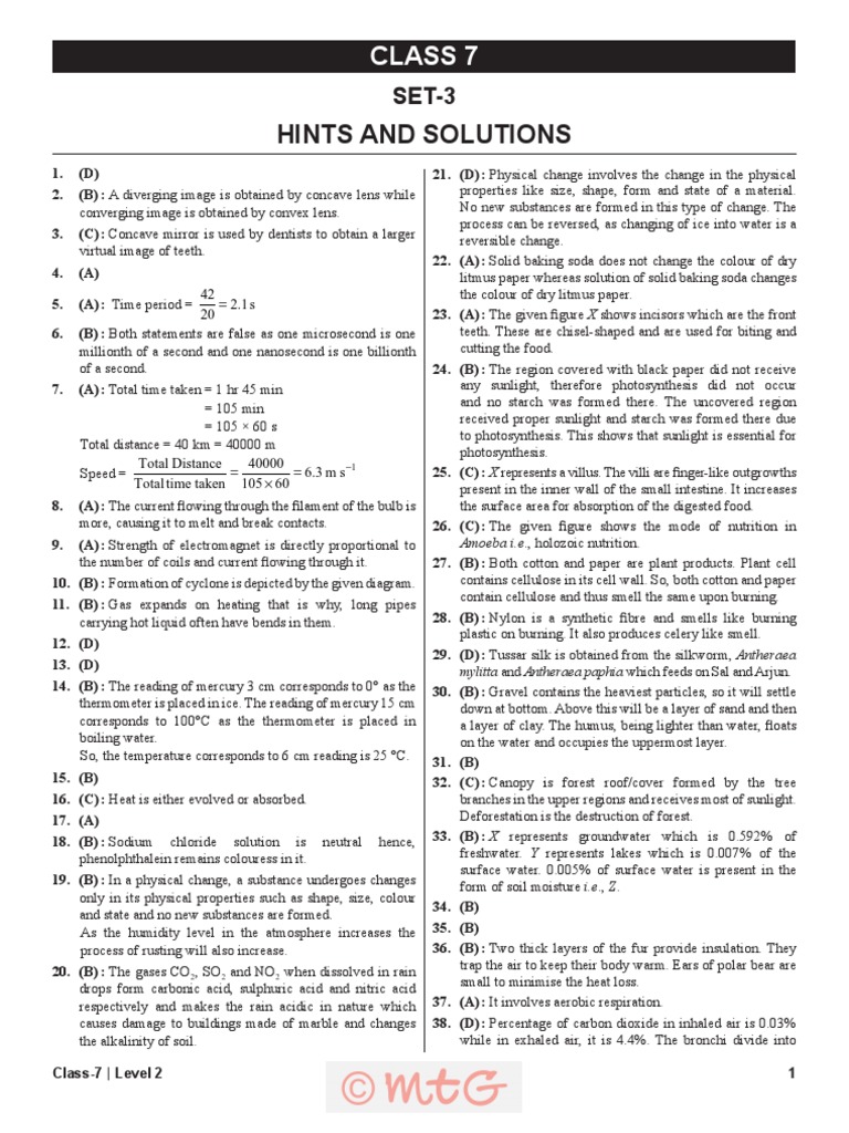 Class 7 Science Level 2 Solutions | PDF | Atmosphere Of Earth | Carbon ...