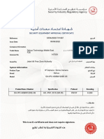 Security Equipment Approval Certificate: SIRA/2022/7/01687 09/08/2022