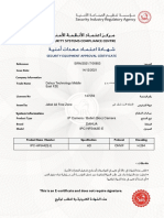 Security Equipment Approval Certificate: SIRA/2021/7/00853 14/12/2021