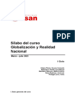 Sílabo Del Curso Globalización y Realidad Nacional: Marzo - Julio 2023