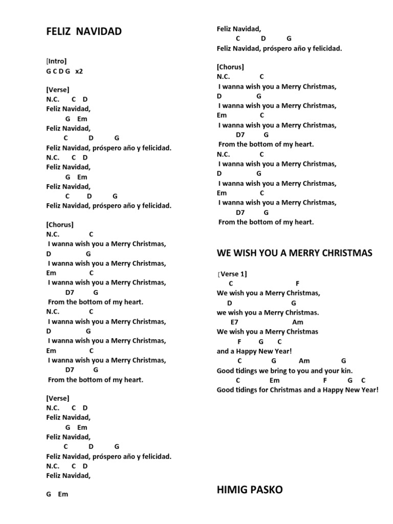 Christmas Songs And Carols, Lyrics With Chords For Guitar, 43% OFF