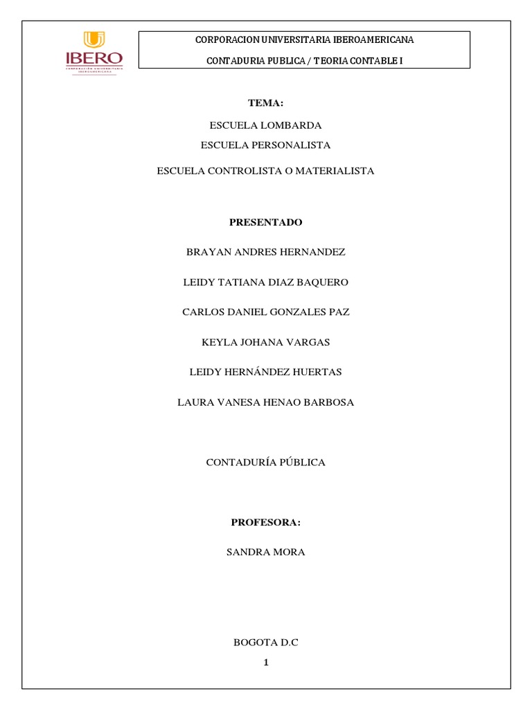 Escuela Controlista en Teoría Contable | PDF | Contabilidad | Teneduría ...