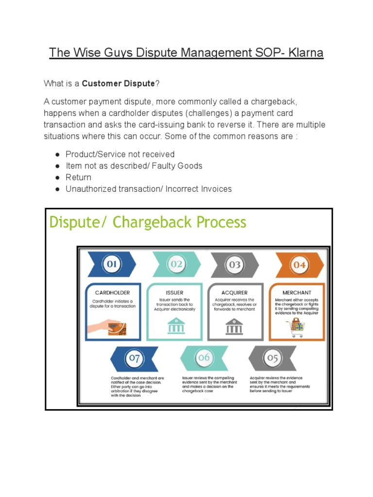 Wise Guys Dispute Management SOP | PDF