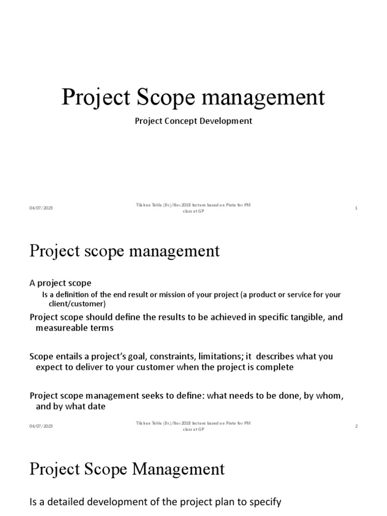 L4 scope management with summary slide pdf business