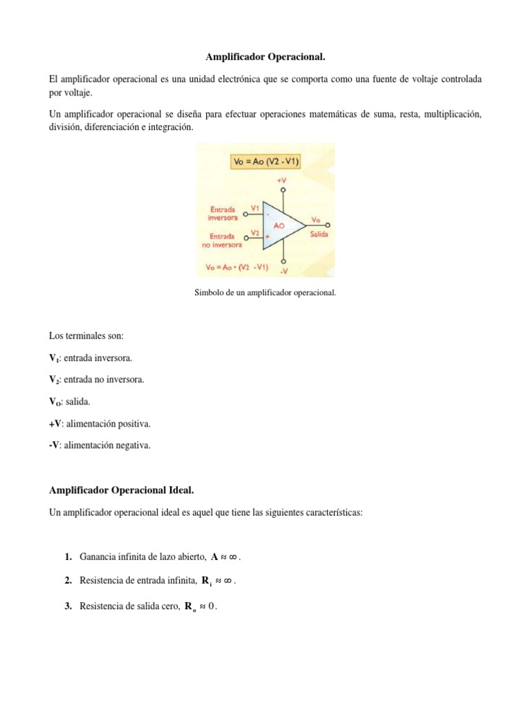 Amplificador Operacional PDF Amplificador operacional Amplificador