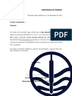 Constancia de Trabajo: A Quien Corresponda. - Presente.