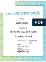 Certificado de Participação: Políticas de Inclusão Social e Início Da Carreira Profissional