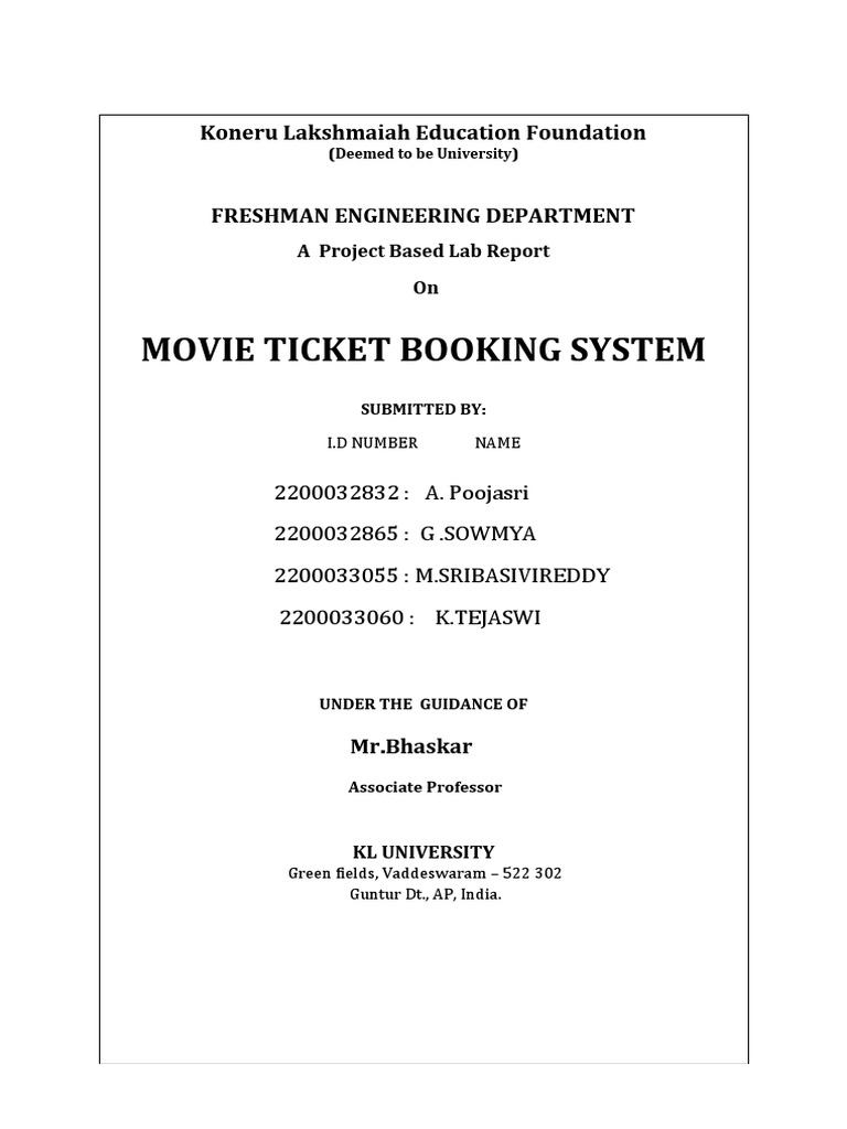 Movie ticket booking system koneru lakshmaiah education foundation
