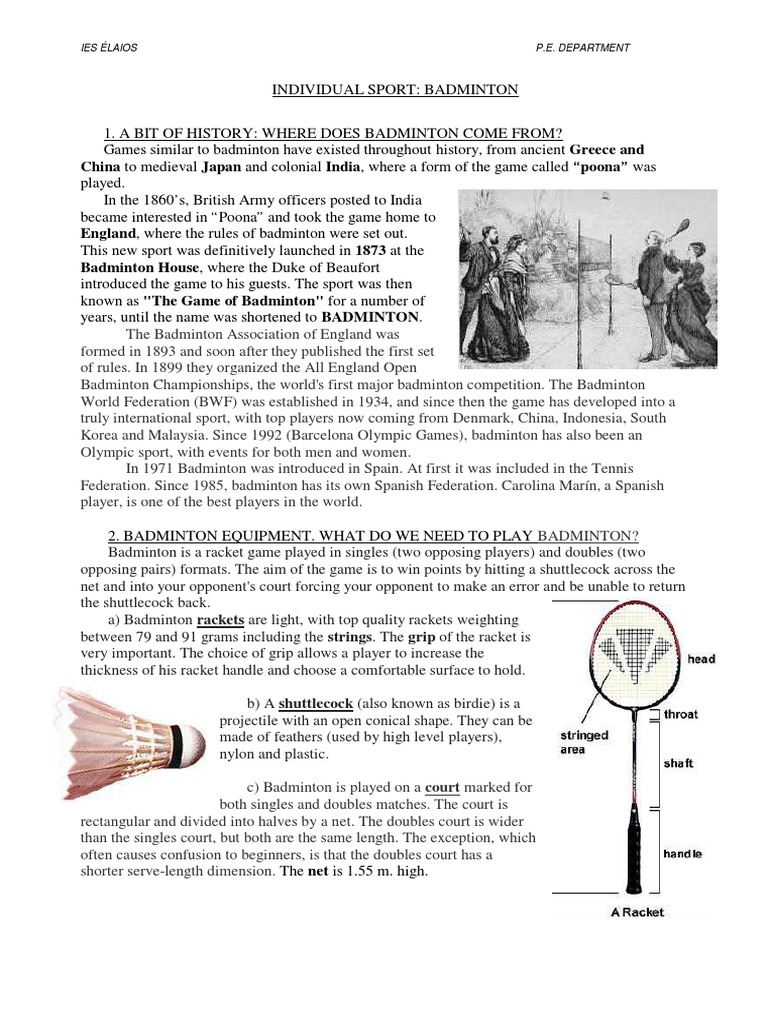 Badminton Notes 4th Eso Pdf Athletic Sports Sports