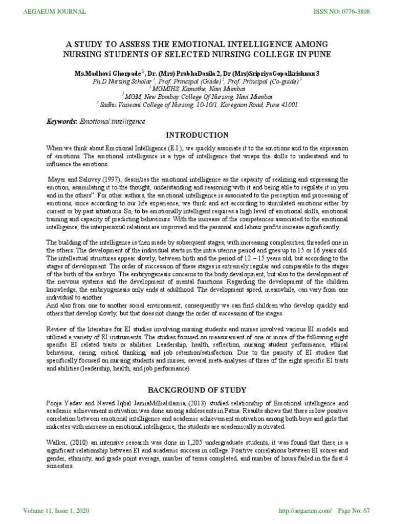 Assessing Emotional Intelligence in Nursing | PDF | Emotional ...