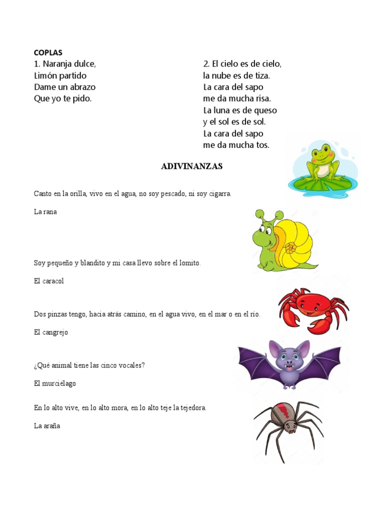 Coplas y Adivinanzas de Animales | PDF | Poesía