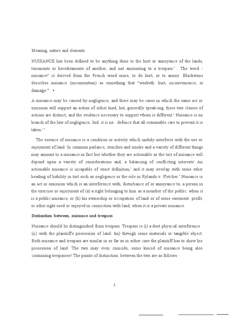 Unit Vi Nuisance Pdf Nuisance Tort