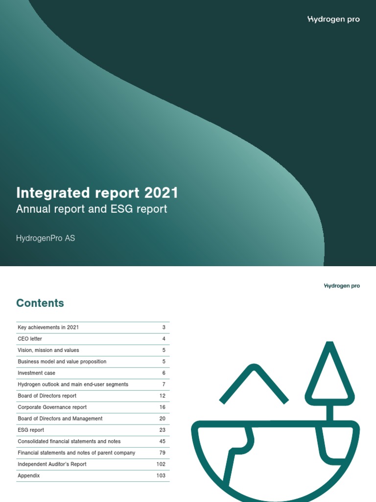 HydrogenPro 2021 Integrated Report | PDF | Hydrogen | Renewable Energy