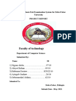 Faculty of Technology: Web Based Graduate Exit Examination System For Debretabor University Project Report