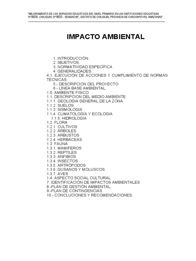 Estudio de Impacto Ambiental - Eia | PDF | Entorno natural | Naturaleza