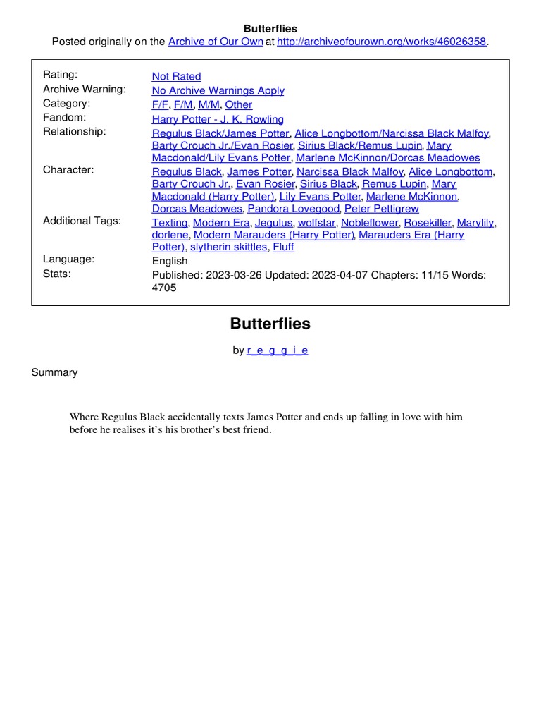 Butterflies PDF Harry Potter Fictional Universes