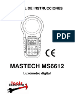 MANUAL DE INSTRUCCIONES MASTECH MS6612. Luxómetro Digital