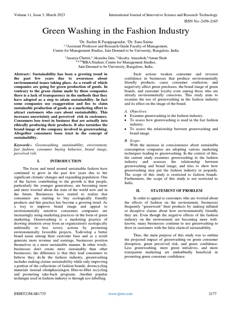 Green Washing in The Fashion Industry | PDF | Sustainability | Fashion