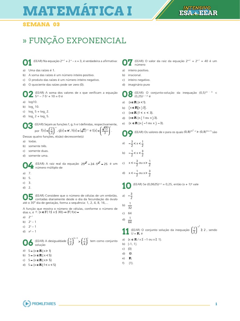 Exercícios - Fun Exp | PDF | Equações | Função (Matemática)