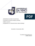 Universidad Da Vinci de Guatemala Licenciatura en Ciencias Jurídicas y Sociales CURSO: Economía CATEDRÁTICO: Lic. Estuardo Antonio Cabrera Santiago
