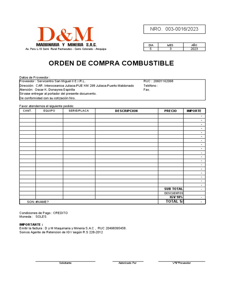 Orden de Compra | PDF