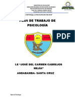 Plan de Trabajo de Psicología: I.E "José Del Carmen Cabrejos Mejía" Andabamba-Santa Cruz