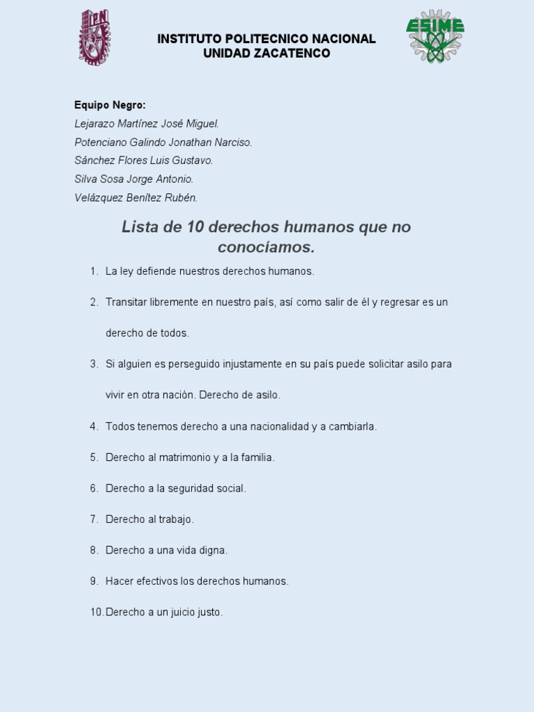 10 Derechos Humanos. | PDF | Política | Ciencias sociales