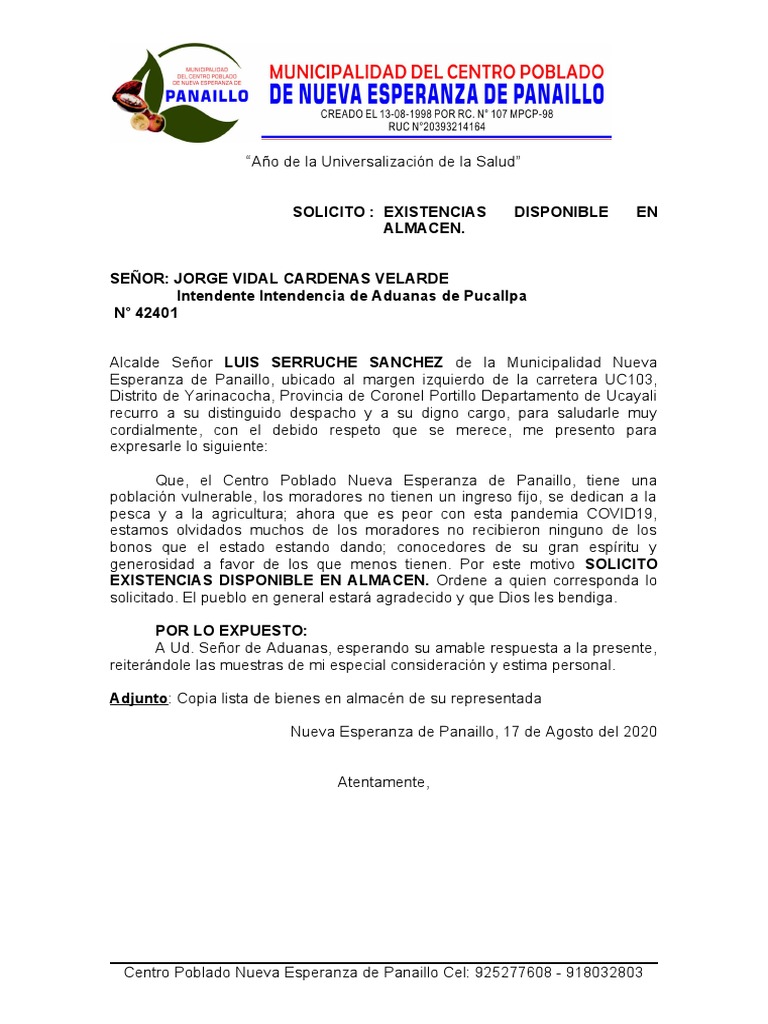 Solicito Aduanas | PDF | Ciencias sociales | Cocina, comidas y vino