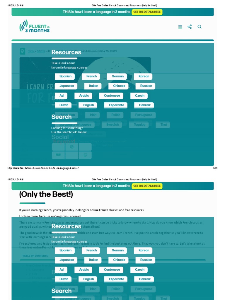 Free online french classes and resources pdf french language