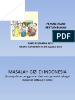 Pemantauan Pertumbuhan Balita: Dinas Kesehatan Aceh GRAND NANGGROE 4 S.D 6 Agustus 2015