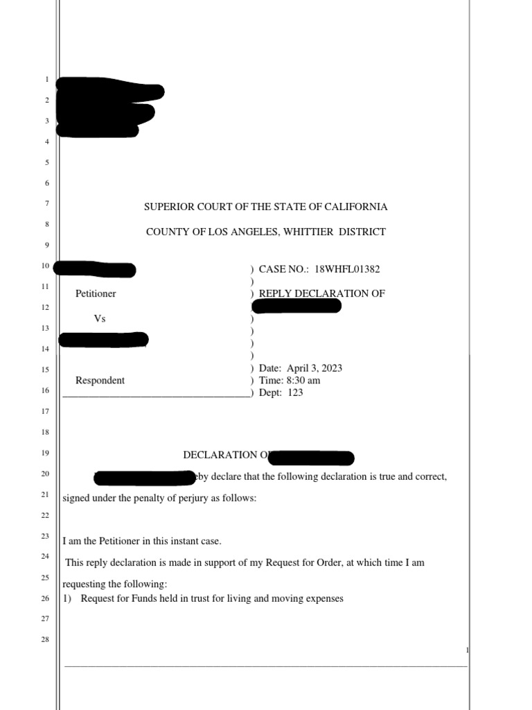 Reply Declaration for Fund Request | PDF | Lawsuit | Real Estate Appraisal