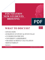 Foundation New Students Briefing: What To Discuss?