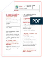 Examen de Historia para 1° Primaria sobre los primeros pobladores de América