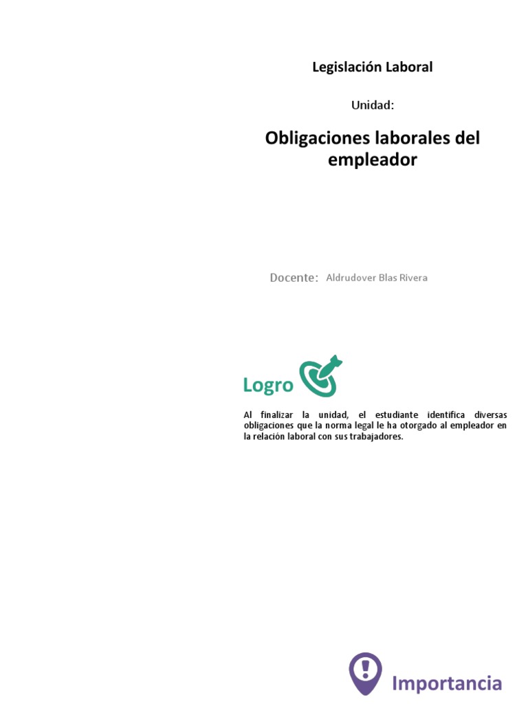 Obligaciones Laborales Del Empleador | PDF | Derecho laboral | Salario