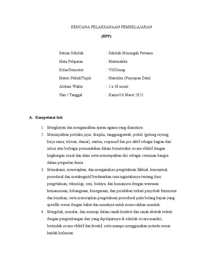 RPP Penyajian Data | PDF