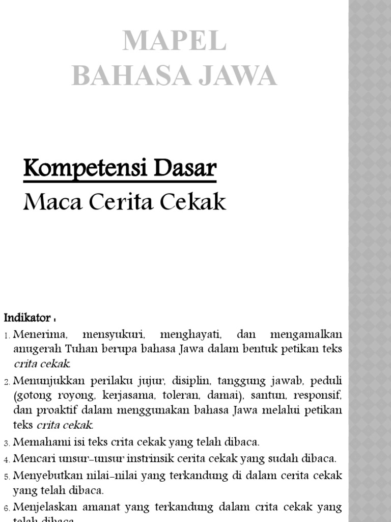 Cerita Cekak | PDF | Kajian Bahasa Asing | Fiksi Umum