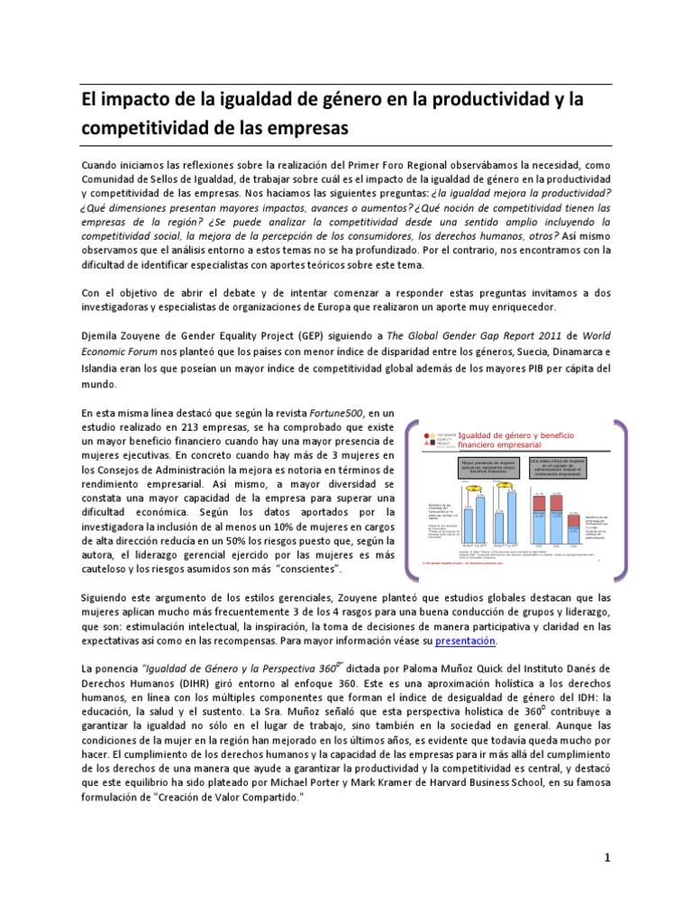 El Impacto de La Igualdad de Género en La Productividad | PDF ...
