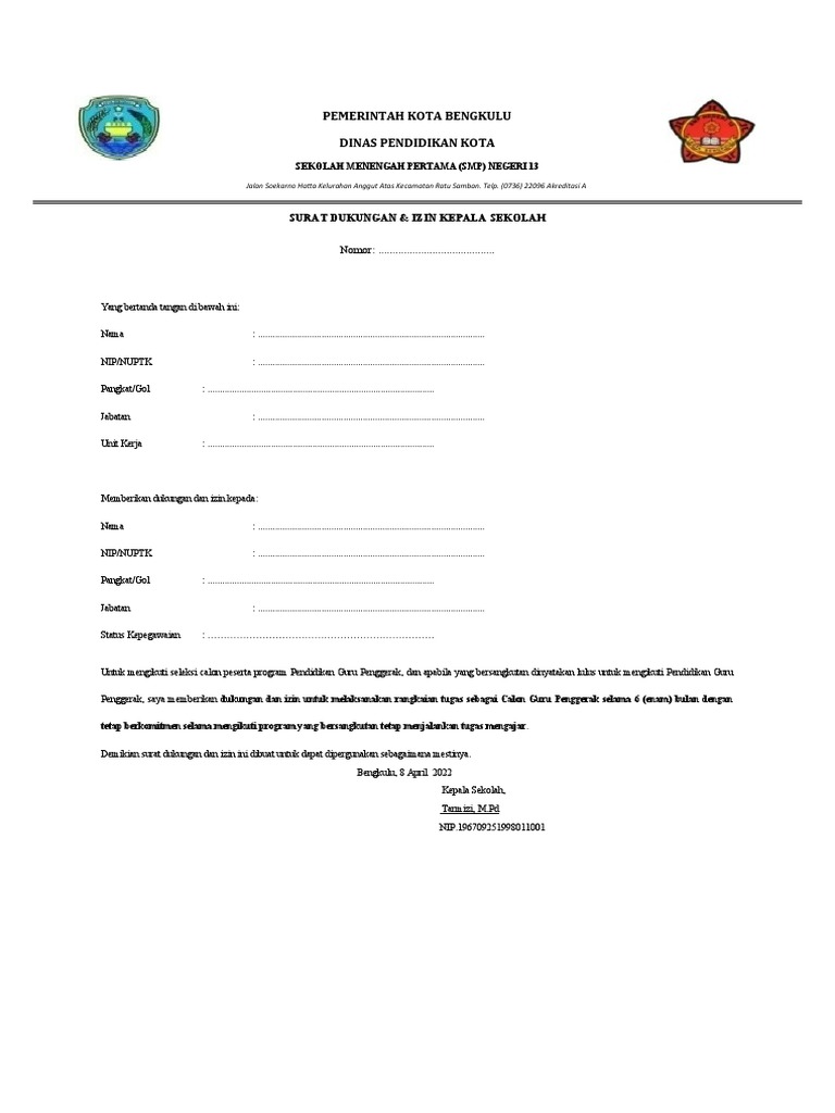 Surat Izin Program Pendidikan Guru | PDF